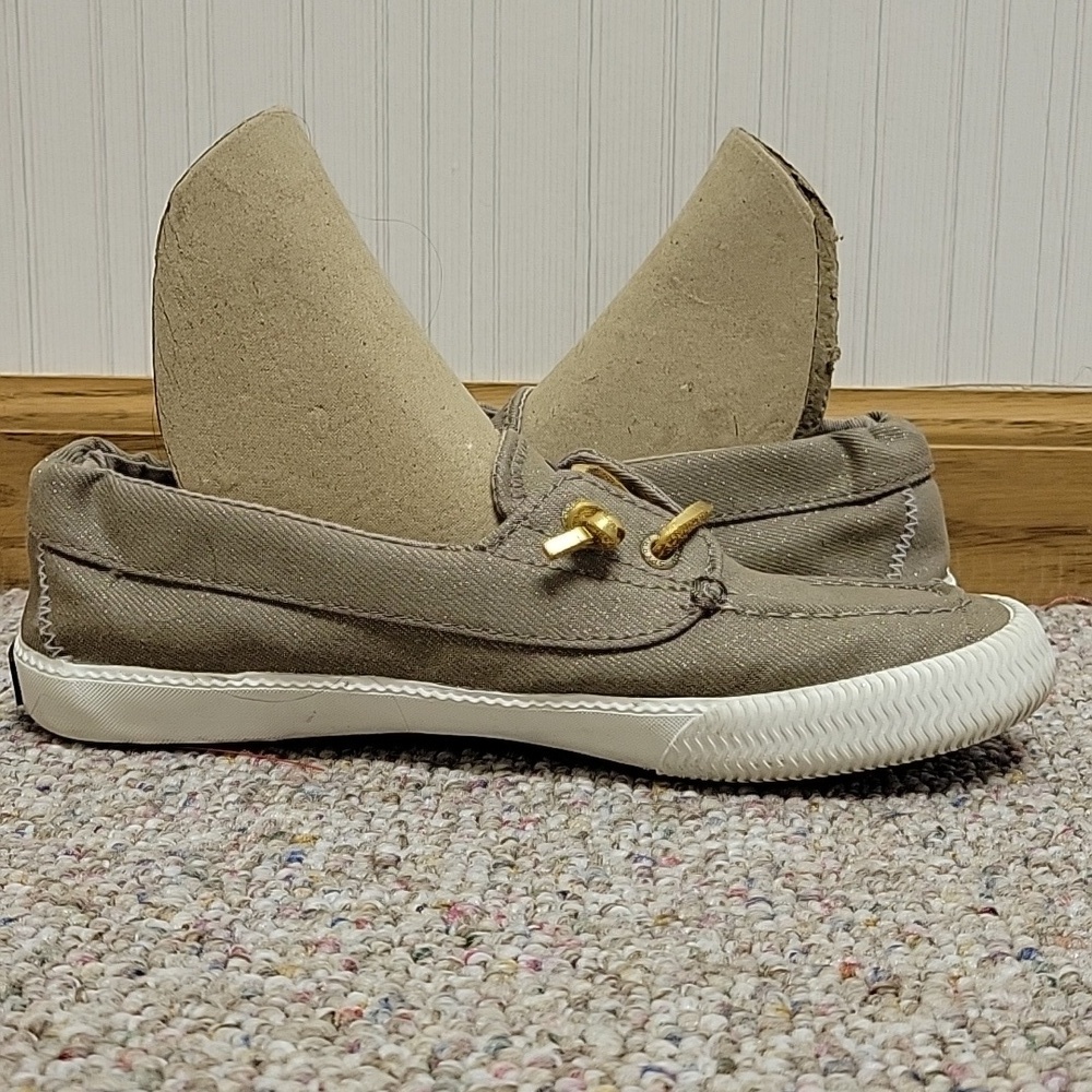 Sperry Cruise 2 Gold Glitter Boat Shoes women's 6.5 Fabric - Picture 4 of 7